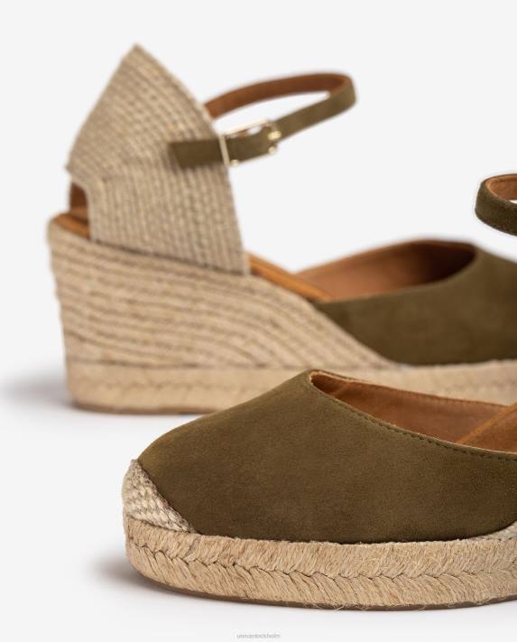 Unisa kvinnor grön espadrille vamp-klack i mocka 06DT476