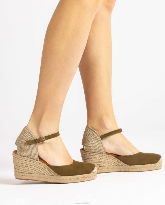 Unisa kvinnor grön espadrille vamp-klack i mocka 06DT476