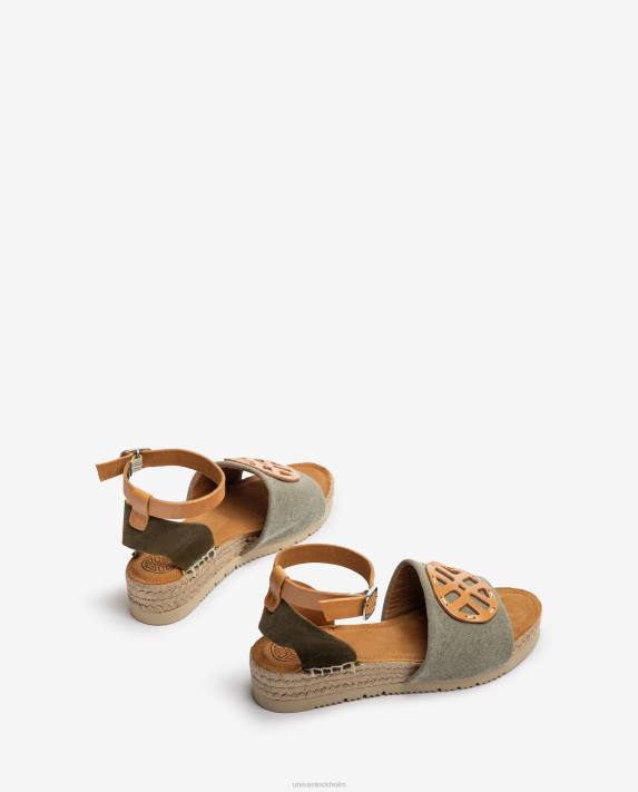 Unisa kvinnor grön jute sandal med monogram 06DT725