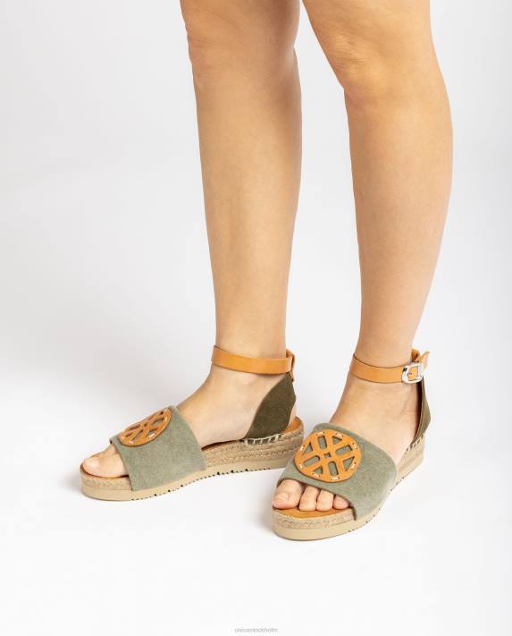 Unisa kvinnor grön jute sandal med monogram 06DT725