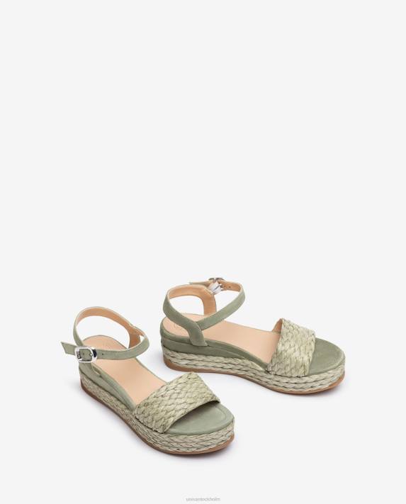 Unisa kvinnor grön matchande färg jute och mocka sandal 06DT323