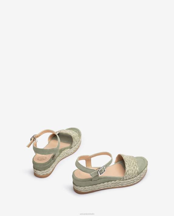 Unisa kvinnor grön matchande färg jute och mocka sandal 06DT323