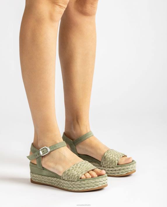Unisa kvinnor grön matchande färg jute och mocka sandal 06DT323