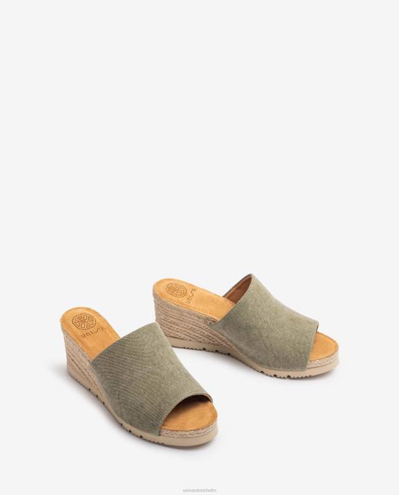 Unisa kvinnor grön mule med kilklack av jute 06DT468