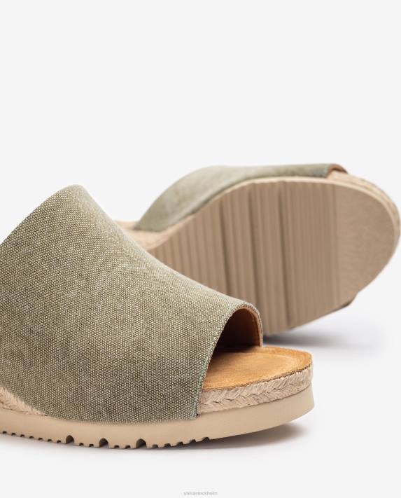 Unisa kvinnor grön mule med kilklack av jute 06DT468