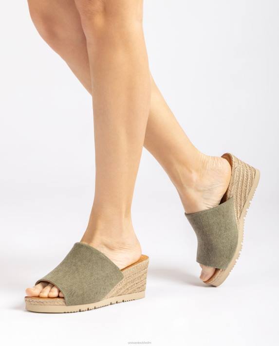 Unisa kvinnor grön mule med kilklack av jute 06DT468