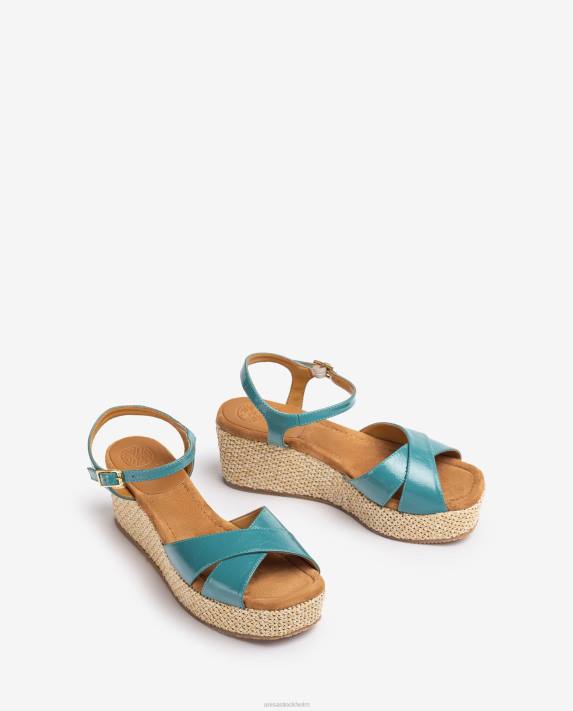 Unisa kvinnor grön sandal med raffia blockklack 06DT161