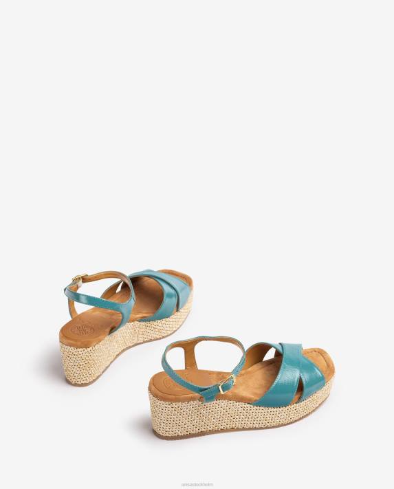 Unisa kvinnor grön sandal med raffia blockklack 06DT161