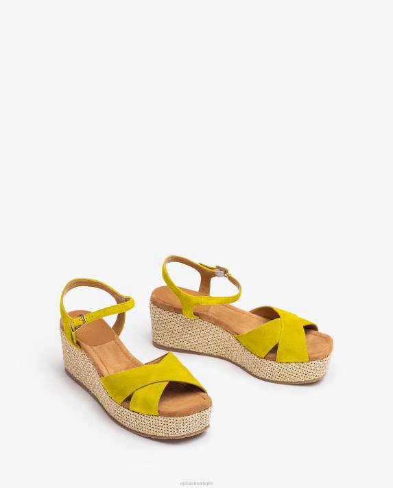 Unisa kvinnor grön sandal med raffia blockklack 06DT165