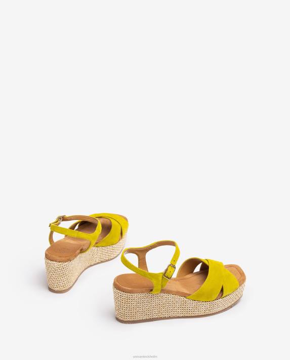 Unisa kvinnor grön sandal med raffia blockklack 06DT165