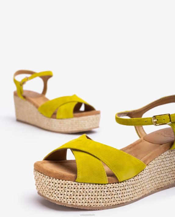 Unisa kvinnor grön sandal med raffia blockklack 06DT165