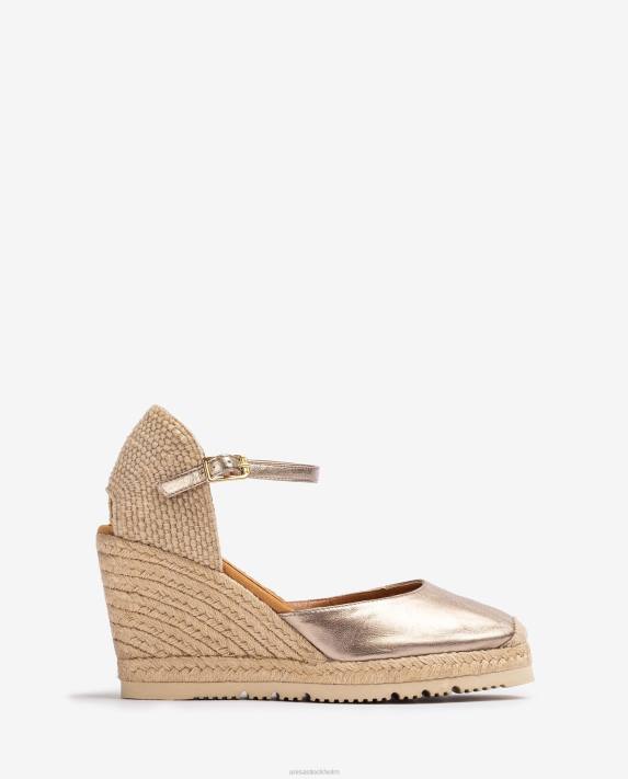 Unisa kvinnor graciös espadrill i läder med metallic effekt 06DT744