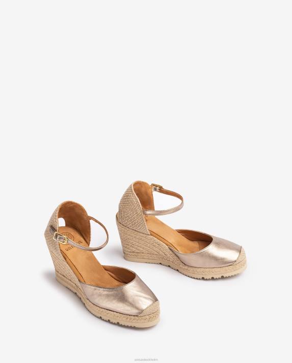 Unisa kvinnor graciös espadrill i läder med metallic effekt 06DT744