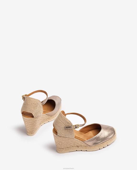 Unisa kvinnor graciös espadrill i läder med metallic effekt 06DT744