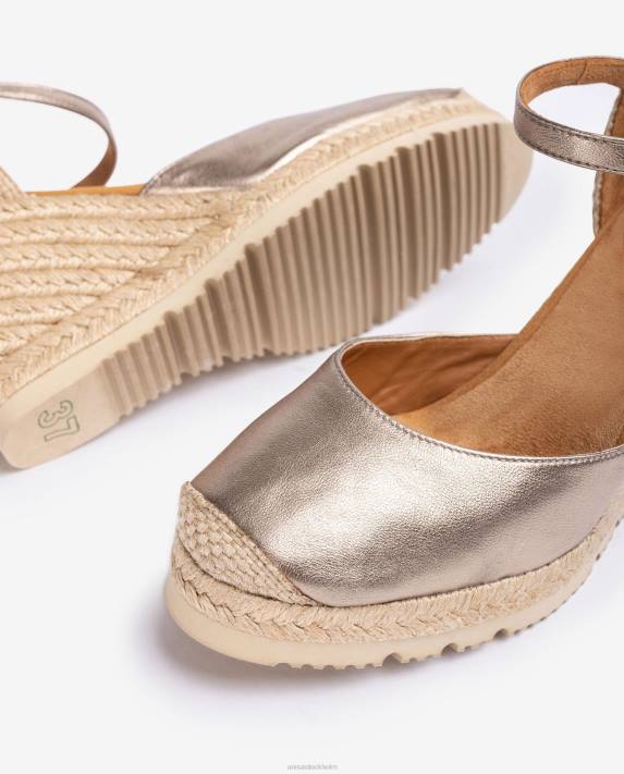 Unisa kvinnor graciös espadrill i läder med metallic effekt 06DT744