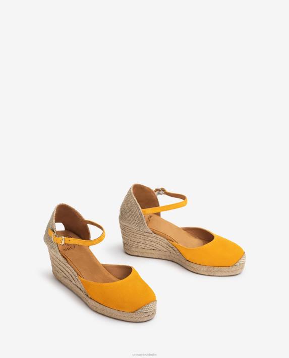 Unisa kvinnor gul espadrille vamp-klack i mocka 06DT474