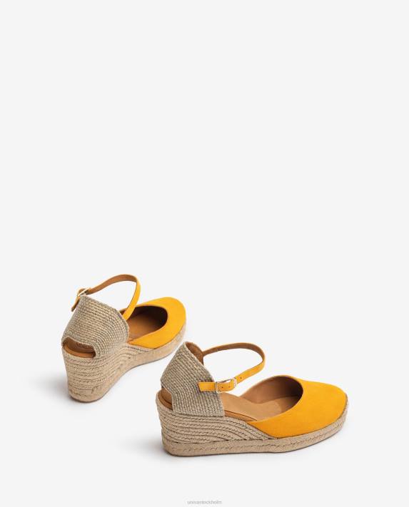 Unisa kvinnor gul espadrille vamp-klack i mocka 06DT474