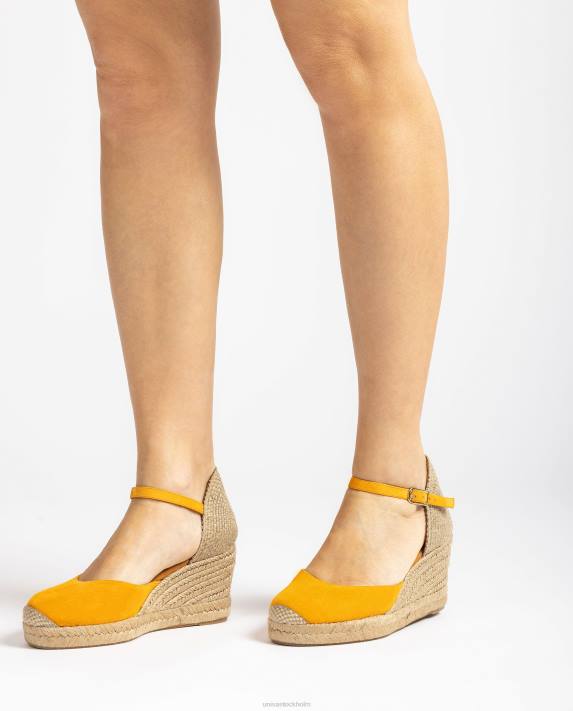 Unisa kvinnor gul espadrille vamp-klack i mocka 06DT474
