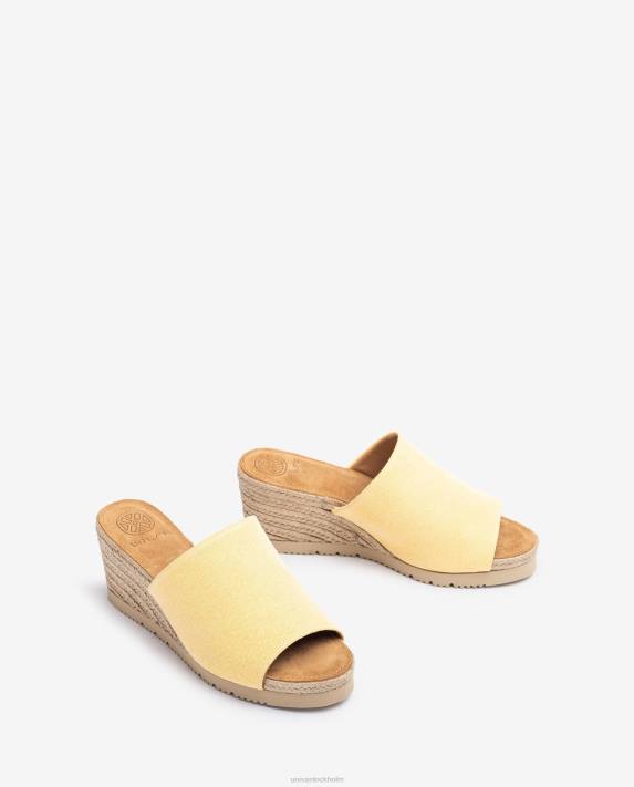 Unisa kvinnor gul mule med kilklack av jute 06DT465
