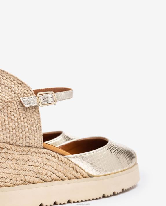 Unisa kvinnor guld espadrille med metallic effekt d\'orsay ankelrem 06DT766