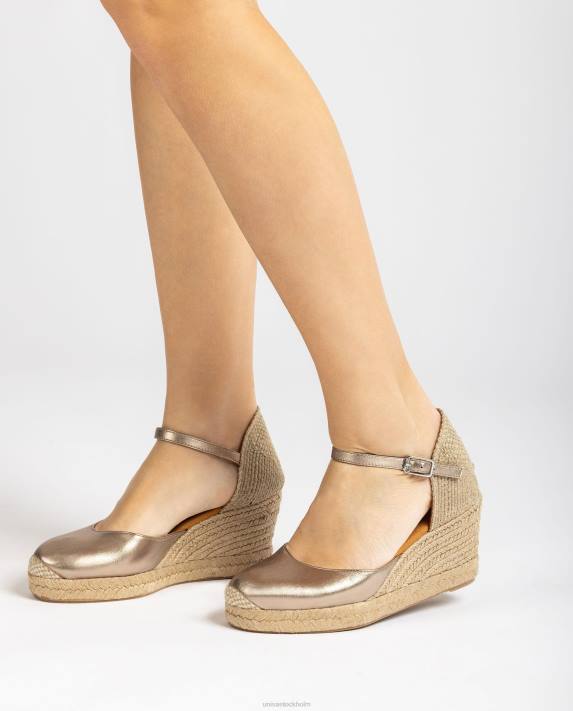 Unisa kvinnor mode espadrille vamp-klack med metallic finish 06DT785