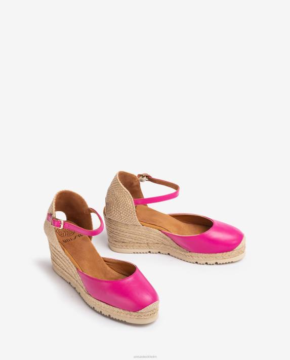 Unisa kvinnor rosa espadrille i läder d\'orsay fotledsrem 06DT736