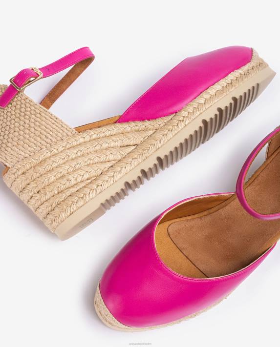 Unisa kvinnor rosa espadrille i läder d\'orsay fotledsrem 06DT736