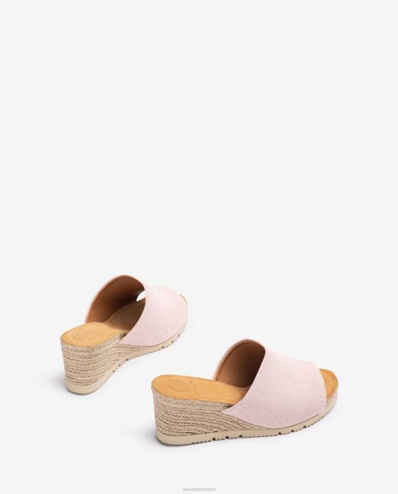 Unisa kvinnor rosa mule med kilklack av jute 06DT466