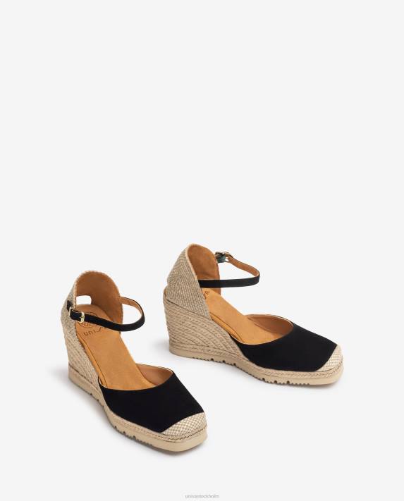 Unisa kvinnor svart espadrill i mocka med gummisula 06DT789