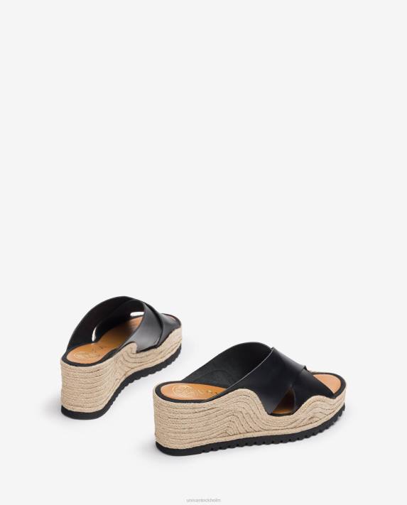 Unisa kvinnor svart espadrille med breda korsband 06DT696