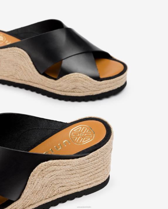 Unisa kvinnor svart espadrille med breda korsband 06DT696