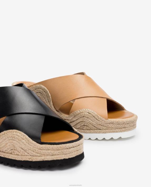 Unisa kvinnor svart espadrille med breda korsband 06DT696