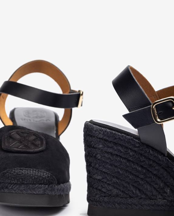 Unisa kvinnor svart espadrille med matchande monogram 06DT768