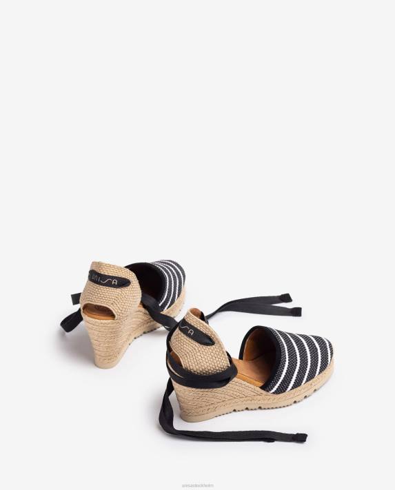 Unisa kvinnor svart högklackat espadrille tillverkad i jarapa-tyg 06DT718