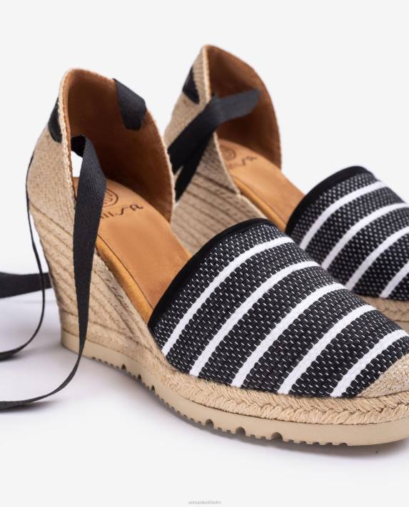 Unisa kvinnor svart högklackat espadrille tillverkad i jarapa-tyg 06DT718