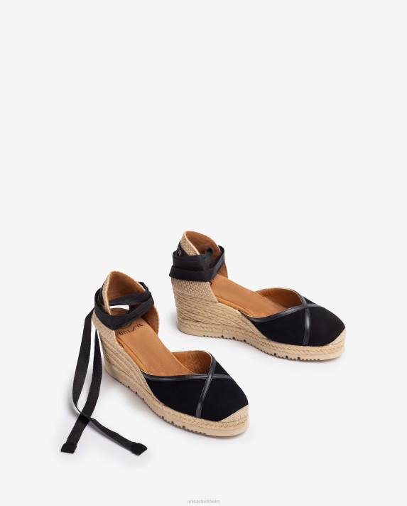 Unisa kvinnor svart kontrasterande d\'orsay ankelrem espadrille 06DT740