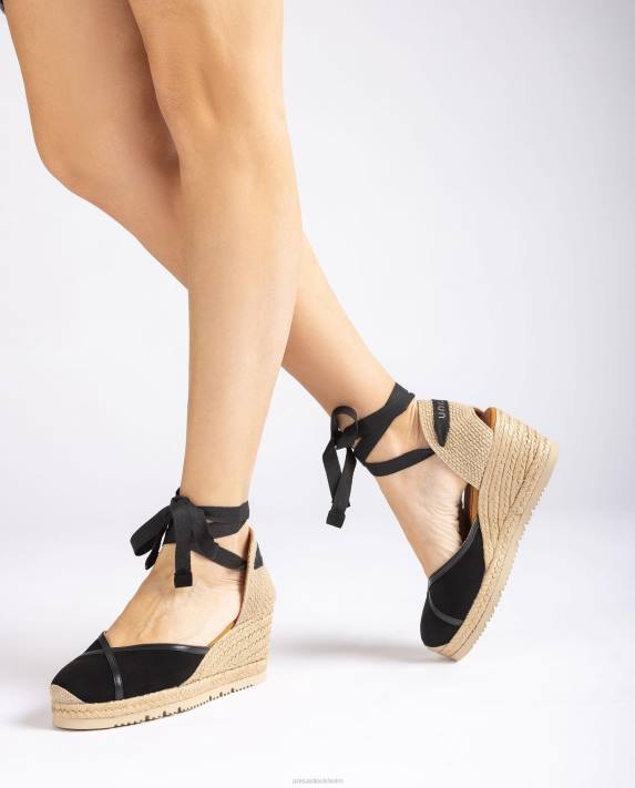 Unisa kvinnor svart kontrasterande d\'orsay ankelrem espadrille 06DT740