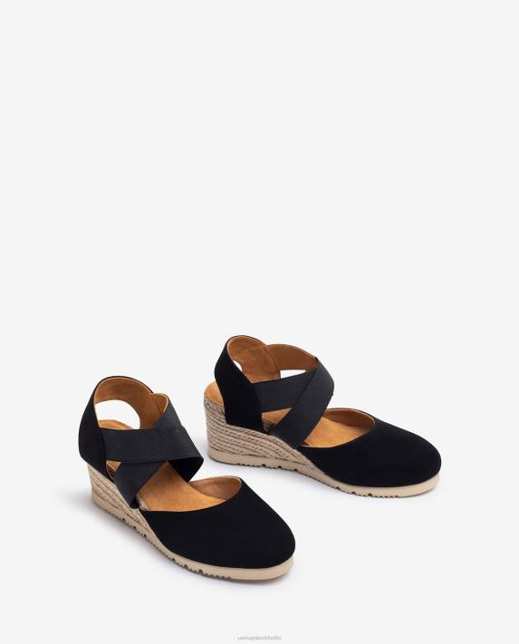 Unisa kvinnor svart sandal med elastiska remmar 06DT770