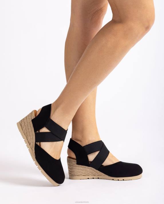 Unisa kvinnor svart sandal med elastiska remmar 06DT770