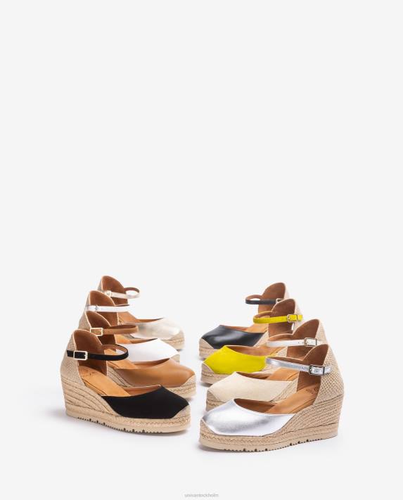 Unisa kvinnor vit espadrille i läder d\'orsay fotledsrem 06DT738