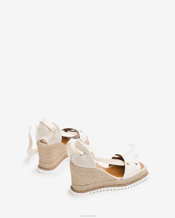 Unisa kvinnor vit espadrille knuten vid ankeln 06DT693