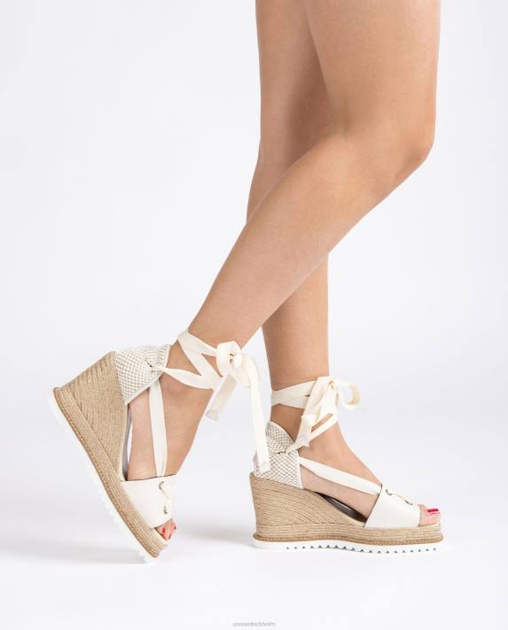 Unisa kvinnor vit espadrille knuten vid ankeln 06DT693