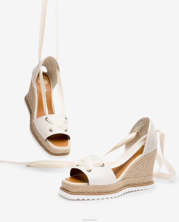Unisa kvinnor vit espadrille knuten vid ankeln 06DT693