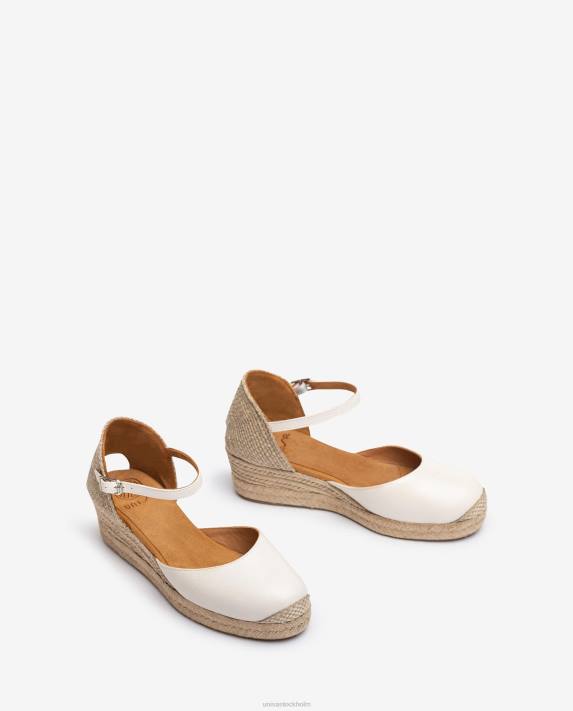Unisa kvinnor vit vamp-häl espadrille tillverkad i läder 06DT796