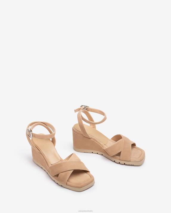 Unisa kvinnor beige sandal med kilklack och vadderad sula 06DT170