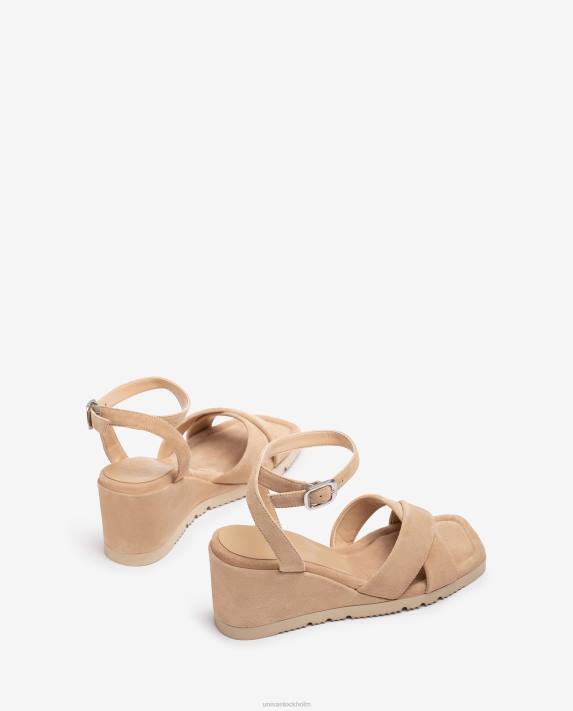 Unisa kvinnor beige sandal med kilklack och vadderad sula 06DT170