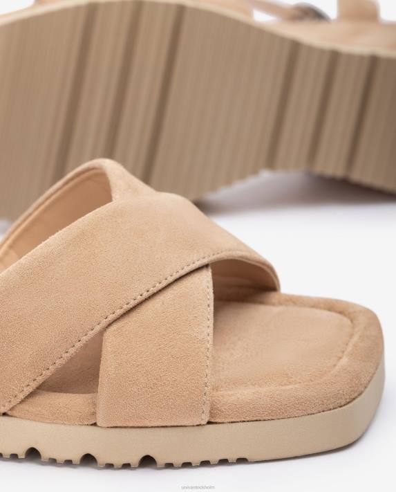 Unisa kvinnor beige sandal med kilklack och vadderad sula 06DT170