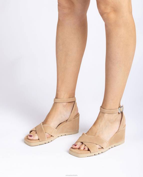 Unisa kvinnor beige sandal med kilklack och vadderad sula 06DT170