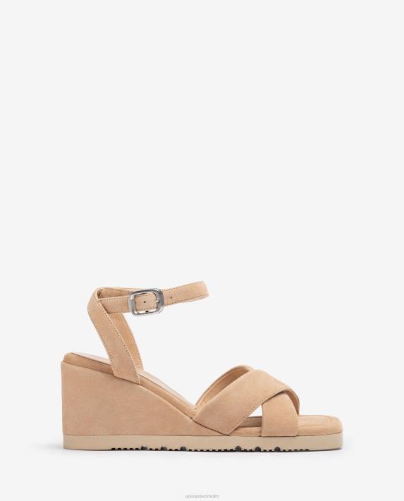Unisa kvinnor beige sandal med kilklack och vadderad sula 06DT414