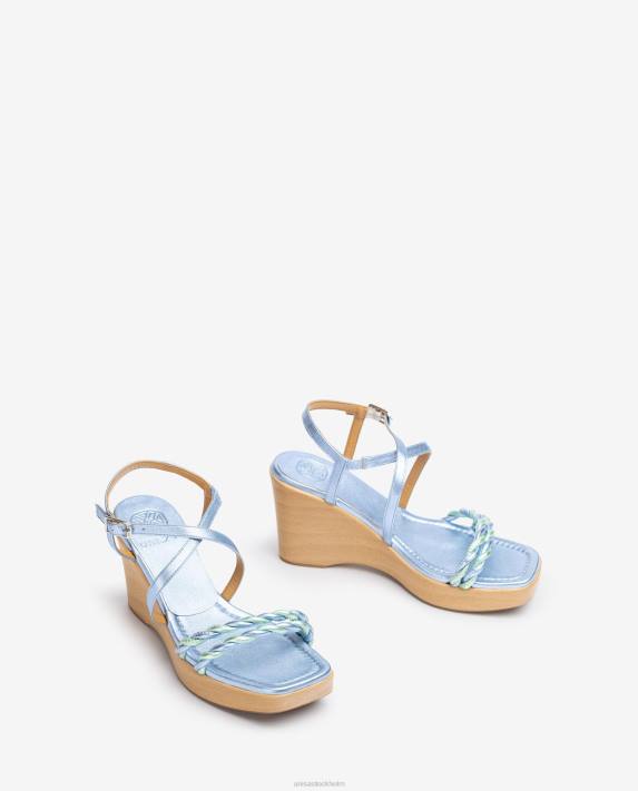 Unisa kvinnor blå sandal i metallisk effekt i läder 06DT245